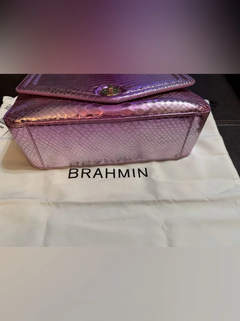 Brahmin Rosalie Rose Water Akoni Crossbody - metallic pink